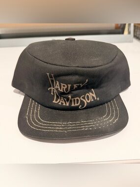 Vintage Harley Davidson Painter Hat Flat Top 70s Made In USA